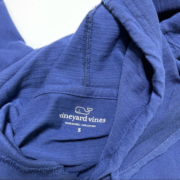 Vineyard Vines Navy Blue Hooded Long Sleeve Tee Size Small Red Whale - Picture 5 of 7